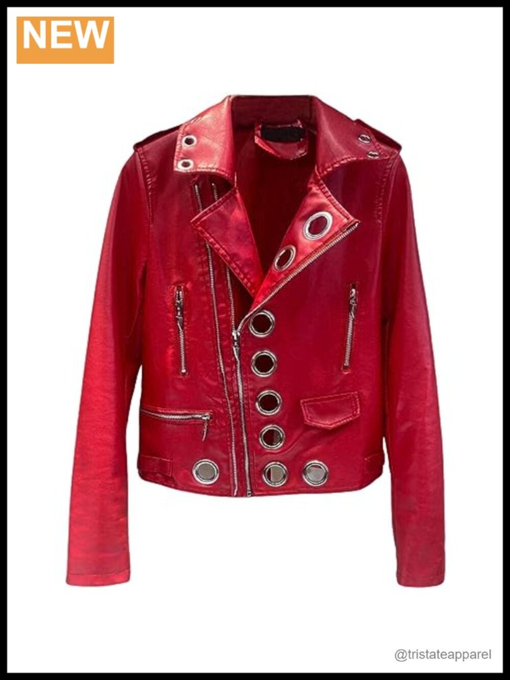 Genuine Sheepskin Leather Moto Biker Jacket Red for Women